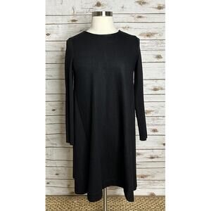 COS modern classic minimalism black long sleeve knit swing/A-line dress Large